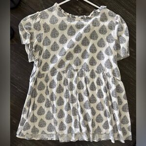 Fun2Fun Leaf Print Short Sleeve Peplum Top
